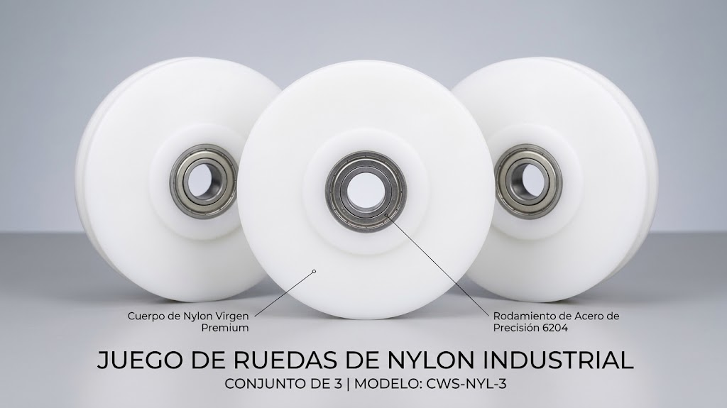 Poleas / Ruedas Guía de Nylon con Rodamiento Central