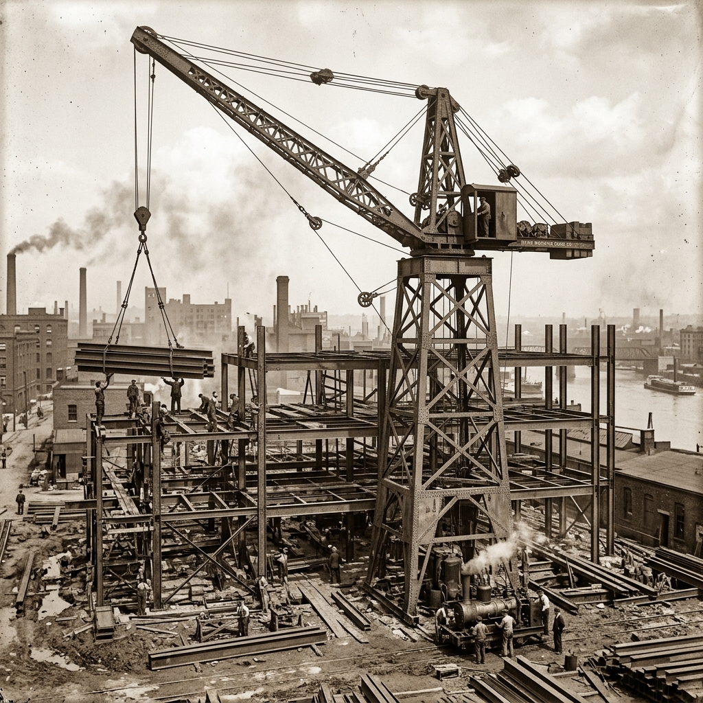 Primera grúa torre de 1908